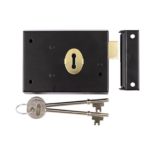 Rim Sash Lock Fluted - Black