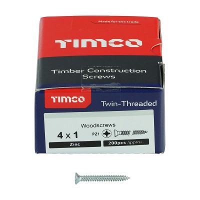 Twin Woodscrew PZ1 CSK Zinc