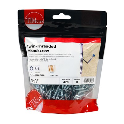 Twin Woodscrew PZ2 CSK - BZP