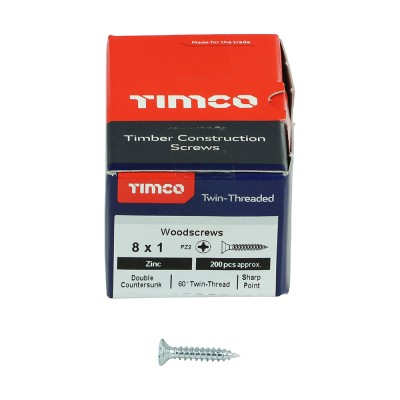 Twin Woodscrew PZ2 CSK Zinc