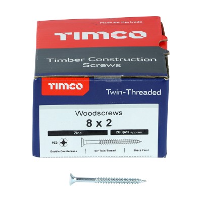 Twin Woodscrew PZ2 CSK Zinc