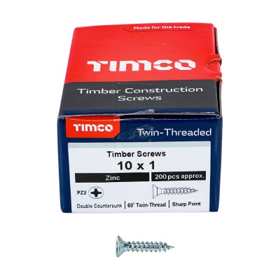 Twin Woodscrew PZ2 CSK Zinc