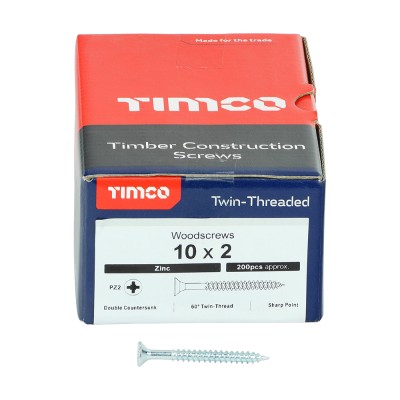 Twin Woodscrew PZ2 CSK Zinc
