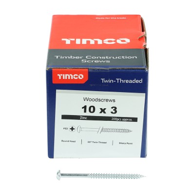 Twin Woodscrew PZ2 RND Zinc