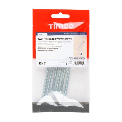 Twin Woodscrew PZ2 CSK - BZP