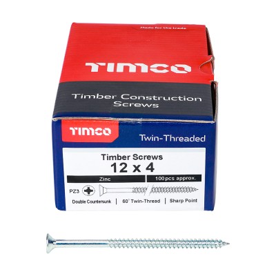 Twin Woodscrew PZ3 CSK Zinc