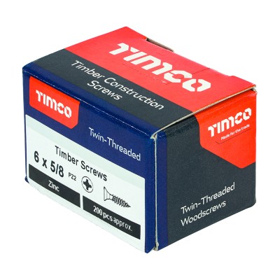 Twin Woodscrew PZ2 CSK Zinc