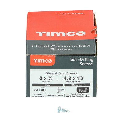 Pan Screw SQ2 S/DRILL No3 Zinc