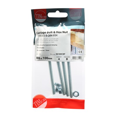 Carriage Bolt & Hex Nut - BZP