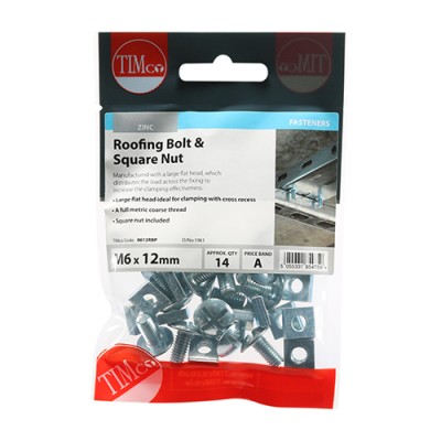 Roofing Bolt & SQ Nut - BZP