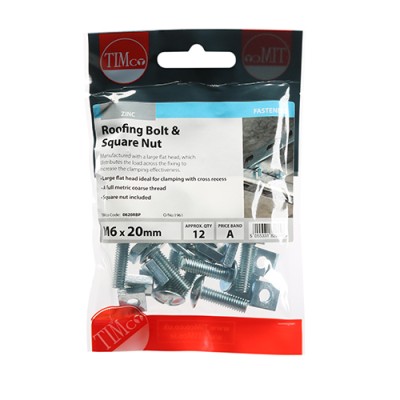 Roofing Bolt & SQ Nut - BZP