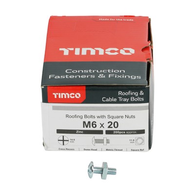 Roofing Bolt & SQ Nut Zinc