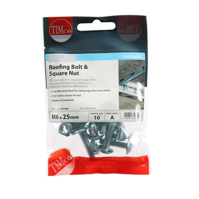 Roofing Bolt & SQ Nut - BZP