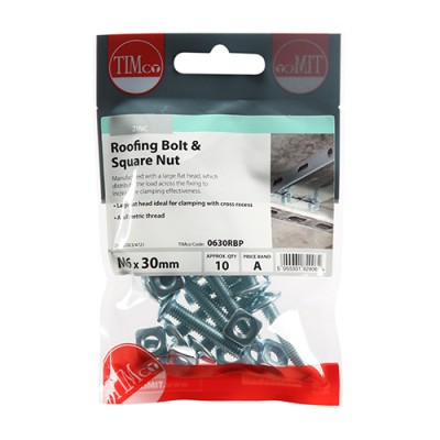 Roofing Bolt & SQ Nut - BZP