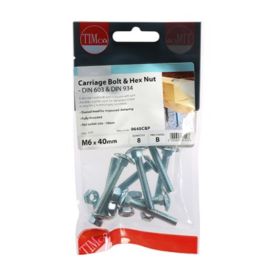 Carriage Bolt & Hex Nut - BZP