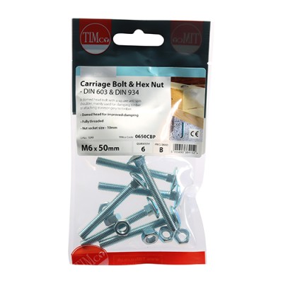 Carriage Bolt & Hex Nut - BZP
