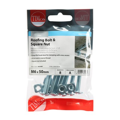 Roofing Bolt & SQ Nut - BZP
