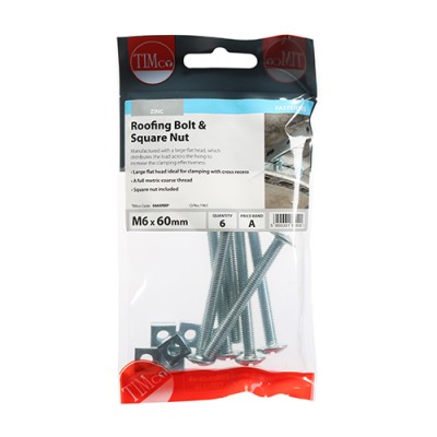 Roofing Bolt & SQ Nut - BZP