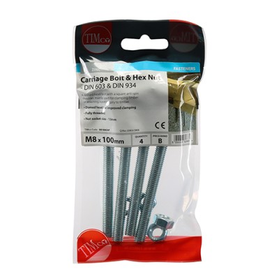 Carriage Bolt & Hex Nut - BZP