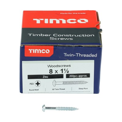 Twin Woodscrew PZ2 RND Zinc