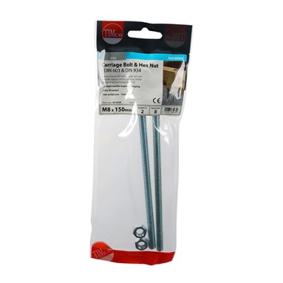 Carriage Bolt & Hex Nut - BZP