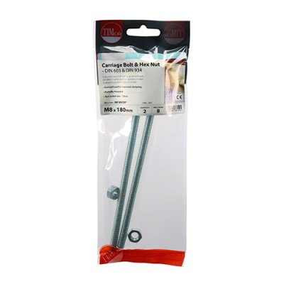 Carriage Bolt & Hex Nut - BZP