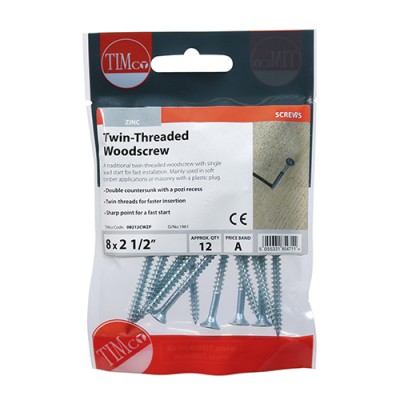 Twin Woodscrew PZ2 CSK - BZP