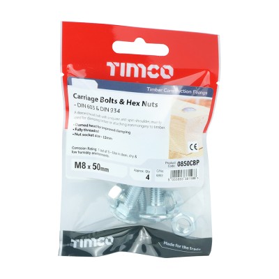 Carriage Bolt & Hex Nut - BZP