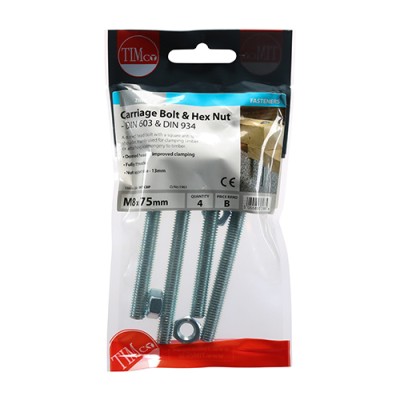 Carriage Bolt & Hex Nut - BZP