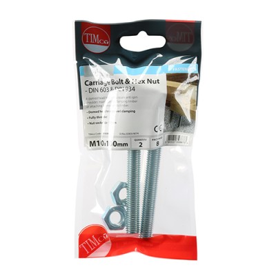 Carriage Bolt & Hex Nut - BZP
