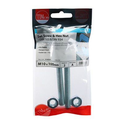 Set Screw & Hex Nut - BZP