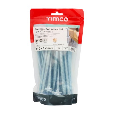 Carriage Bolt & Hex Nut - BZP