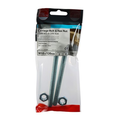 Carriage Bolt & Hex Nut - BZP
