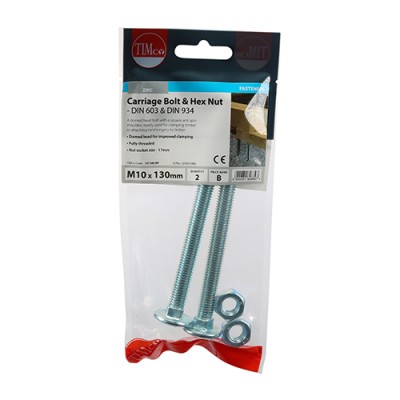 Carriage Bolt & Hex Nut - BZP