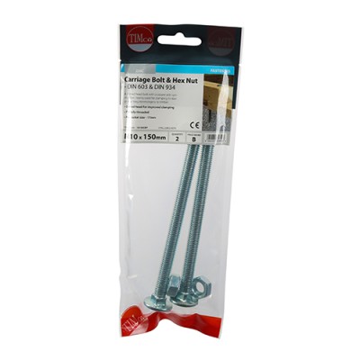 Carriage Bolt & Hex Nut - BZP