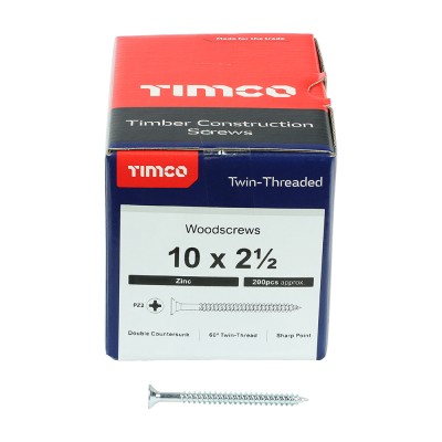 Twin Woodscrew PZ2 CSK Zinc
