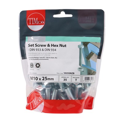 Set Screw & Hex Nut - BZP