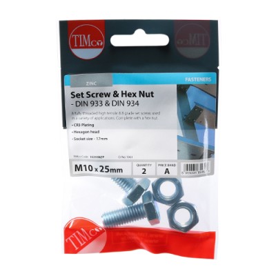 Set Screw & Hex Nut - BZP