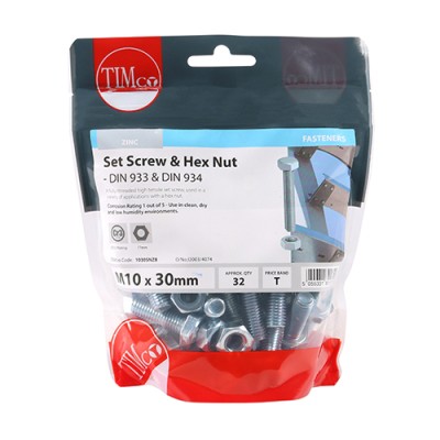 Set Screw & Hex Nut - BZP