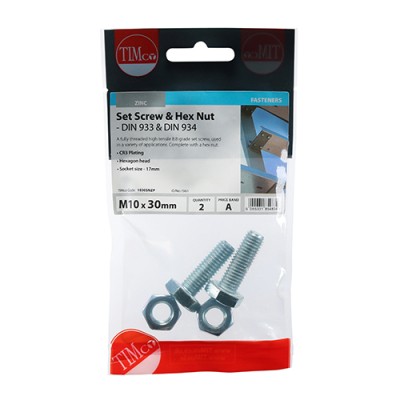 Set Screw & Hex Nut - BZP