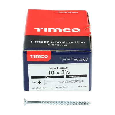 Twin Woodscrew PZ2 CSK Zinc