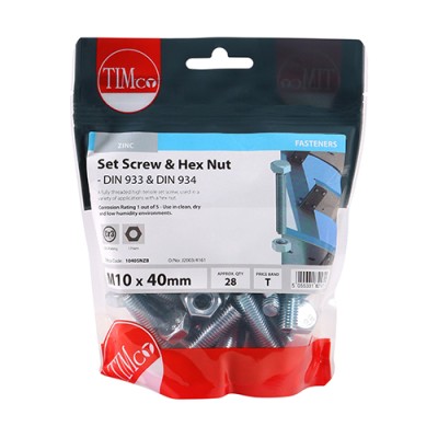 Set Screw & Hex Nut - BZP