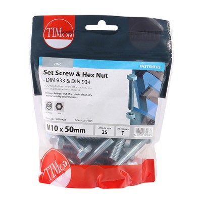 Set Screw & Hex Nut - BZP