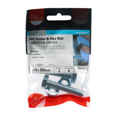 Set Screw & Hex Nut - BZP