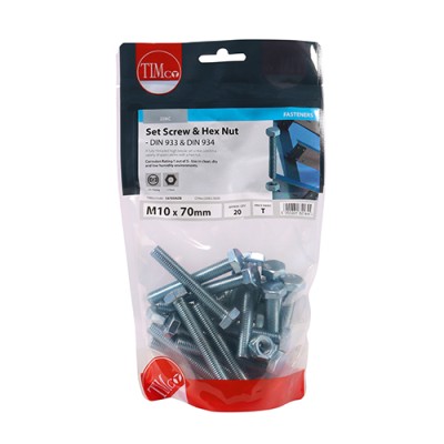 Set Screw & Hex Nut - BZP