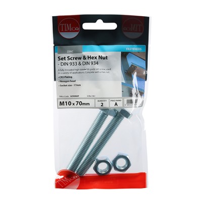 Set Screw & Hex Nut - BZP