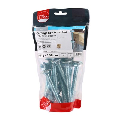 Carriage Bolt & Hex Nut - BZP