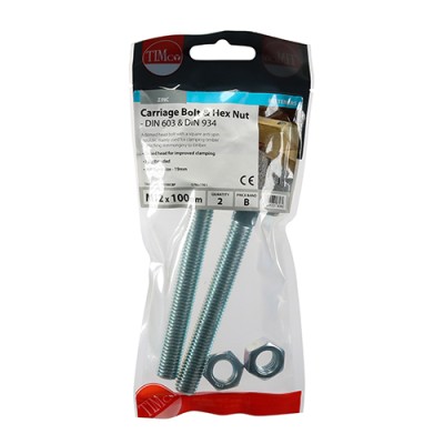 Carriage Bolt & Hex Nut - BZP