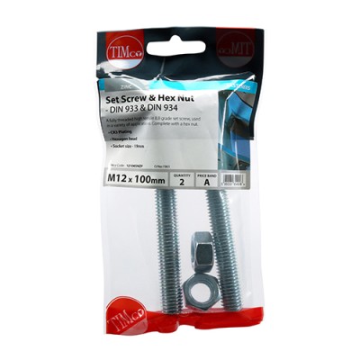 Set Screw & Hex Nut - BZP