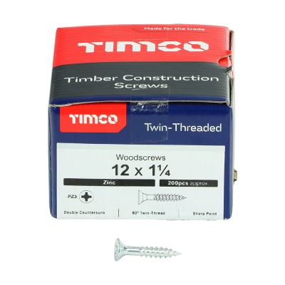 Twin Woodscrew PZ3 CSK Zinc